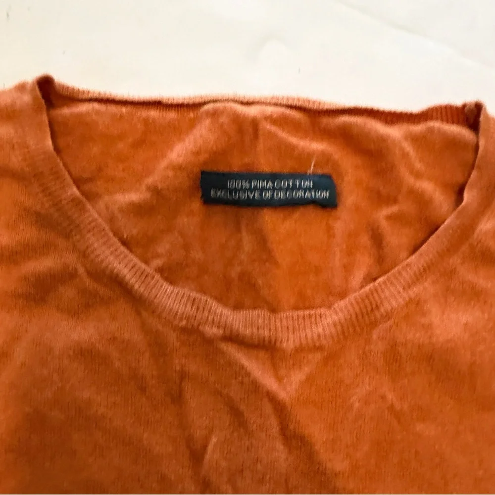 Vintage Polo Ralph Lauren Orange Crewneck Knit Cotton Sweater Size L